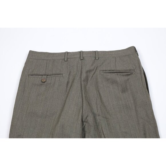 Vintage 70s Streetwear Mens 34x30 Wool Herringbone Wide Leg Chino Pants USA - Picture 10 of 12